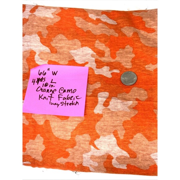 Orange Camouflage Knit Fabric Medium Weight W66 in x 4 Yards 10 in. - Picture 3 of 5